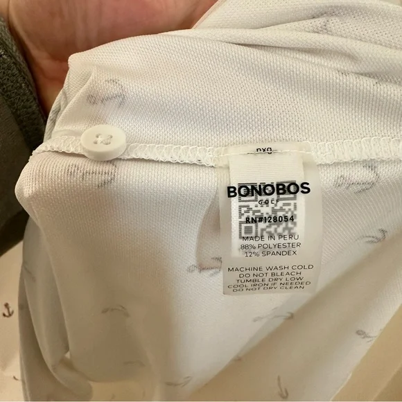 Bonobos White Slim Fit Golf Polo with Anchor Pattern - Picture 8 of 8